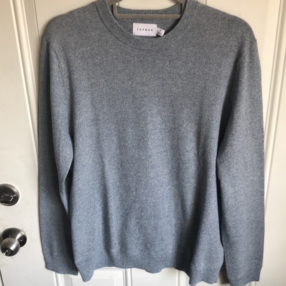 NWT TOPMAN LIGHT BLUE-GRAY XL MENS PULLOVER SWEATER